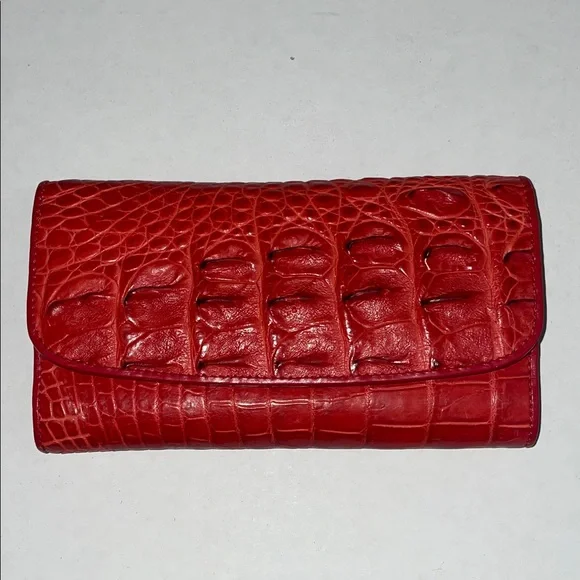 Red Genuine Crocodile Leather Wallet or Clutch - Picture 1 of 5